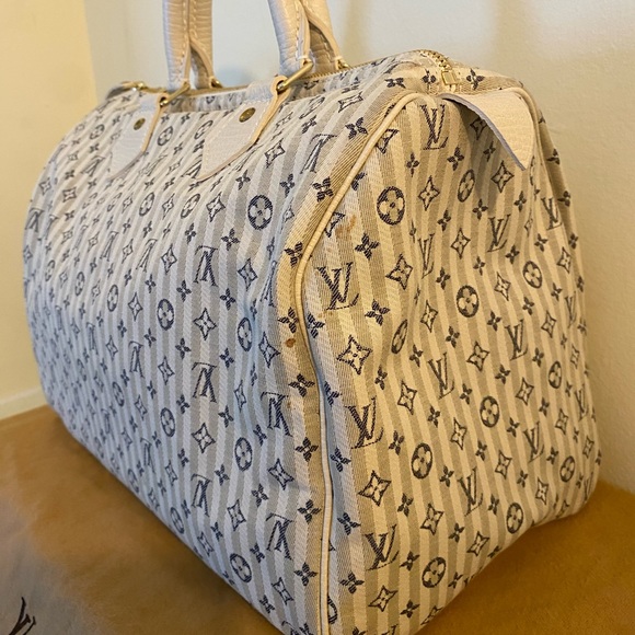 Louis Vuitton Croisette Speedy 30 Bleu Mini Lin Satchel - Picture 6 of 14